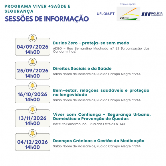 Sess&otilde;es de Informa&ccedil;&atilde;o - Programa Viver +Sa&uacute;de e Seguran&ccedil;a 