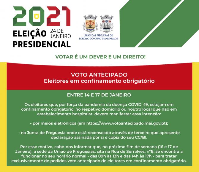 Presidenciais 2021 - Voto Antecipado por Confinamento Obrigatório