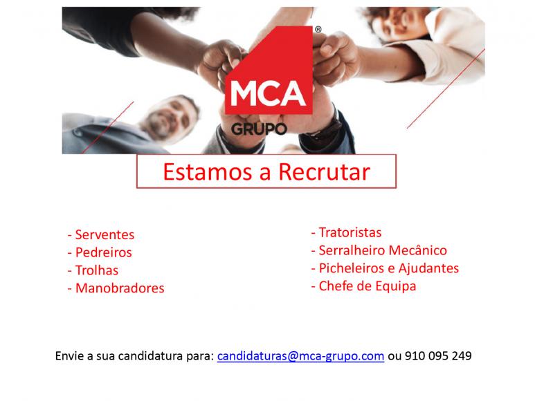 Grupo MCA está a recrutar Grupo MCA está a recrutar