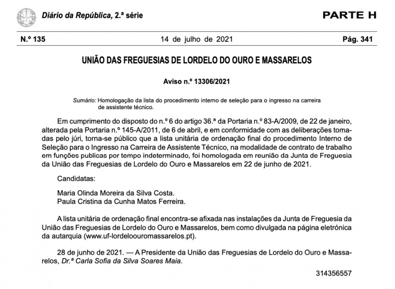 Homologação da Lista do procedimento Interno de Seleção para o Ingresso na Carreira de Assistente Técnico Homologação da Lista do procedimento Interno de Seleção para o Ingresso na Carreira de Assistente Técnico
