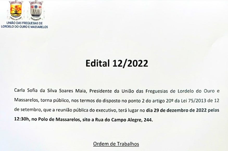 Edital da Reunião Pública do Executivo