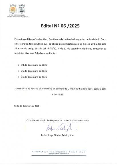 Edital n. 06/2025 Toler&acirc;ncia de Ponto 