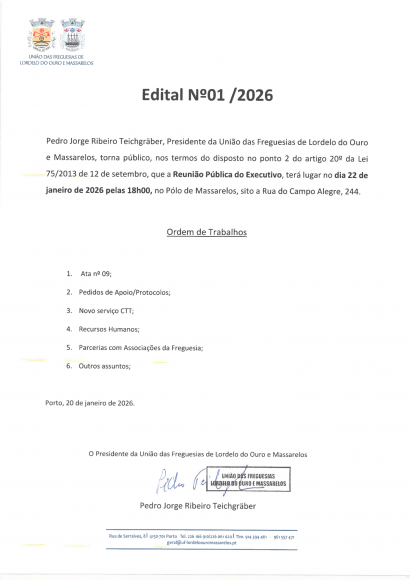 Edital N&ordm;01/2026 Reuni&atilde;o P&uacute;blica do Executivo