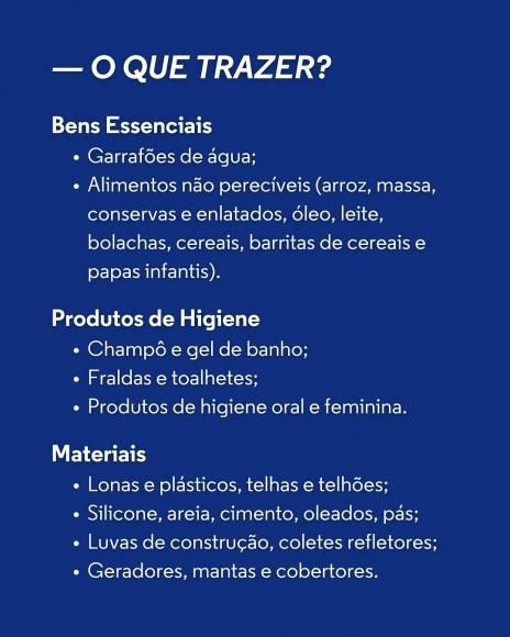 Recolha de bens para a zona centro de Portugal 