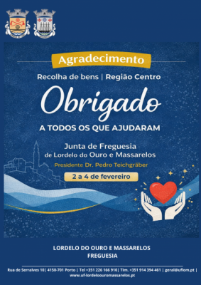 Agradecimento recolha de bens -regi&atilde;o Centro 