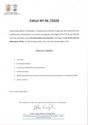 Edital n&ordm; 06 da reuni&atilde;o publica de Executivo