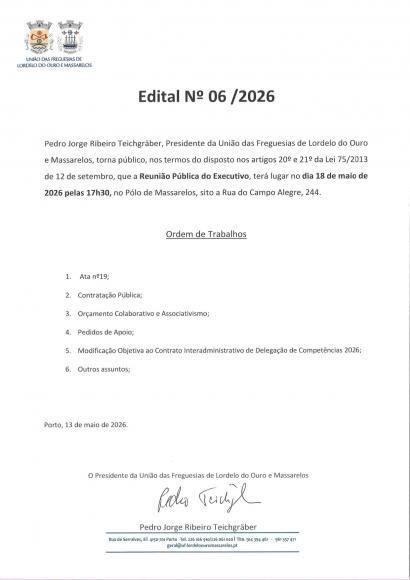 Edital n&ordm; 06 da reuni&atilde;o publica de Executivo