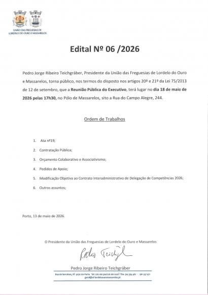 Edital n&ordm; 06 da reuni&atilde;o publica de Executivo
