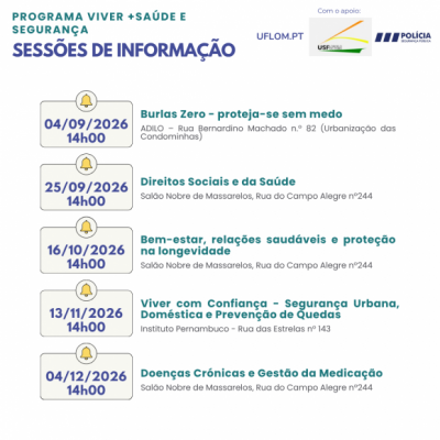 Sess&otilde;es de Informa&ccedil;&atilde;o - Programa Viver +Sa&uacute;de e Seguran&ccedil;a 
