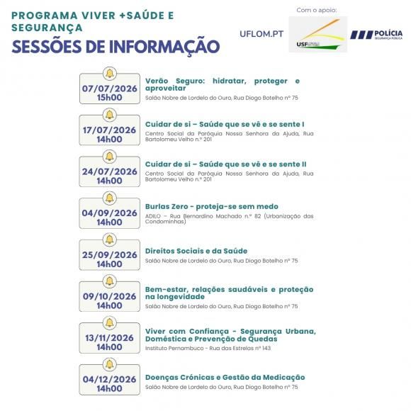 Sess&otilde;es de Informa&ccedil;&atilde;o - Programa Viver +Sa&uacute;de e Seguran&ccedil;a 