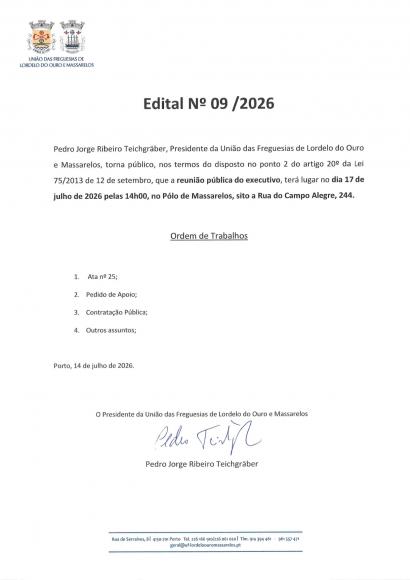 Edital n&ordm;09/2026 Reuni&atilde;o P&uacute;blica do Executivo