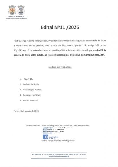 Edital n&ordm; 11/2026 Reuni&atilde;o p&uacute;blica de executivo